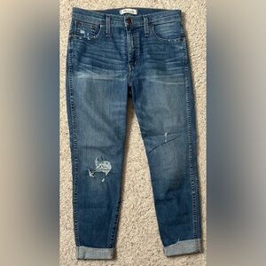 Madewell High Rise Skinny Jeans 28P Raw Hem Distressed Ankle Denim